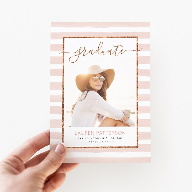 Glam Rose Gold Photo Graduation Announcement (Creator Uploaded)