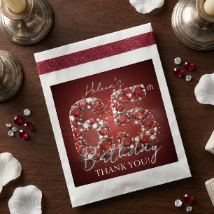 Glam Ruby Red Diamonds Elegant 65th Birthday Party Favour Bag