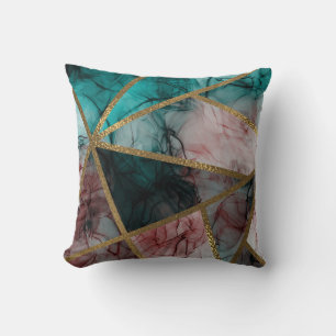 Glam Rust Blush Teal & Gold Chic Modern Glamour Cushion