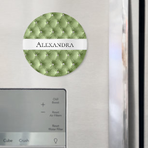 Glam Sage Green faux Velvet Luxury Name Magnet