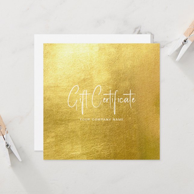 Glam Salon Gold & White Chic Gift Certificate Invitation (Front/Back In Situ)