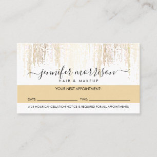 Glam Script Gold Confetti Rain Appointment Card