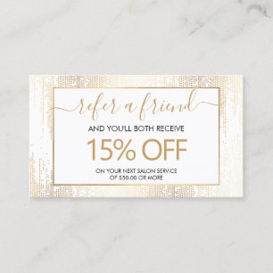 Glam Script Gold Confetti Rain Referral Business Card