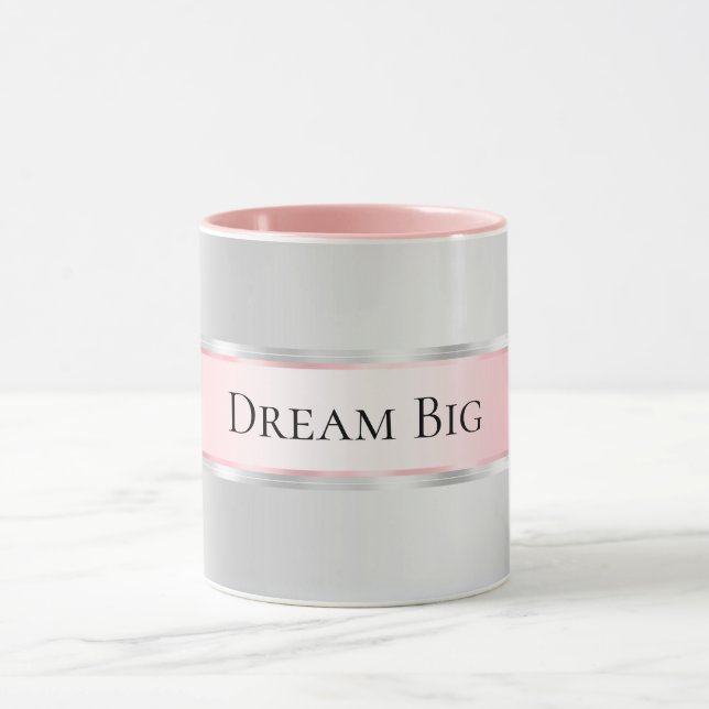 Glam Silver Blush Pink Ribbon  Mug (Center)