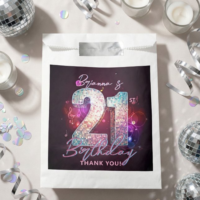 Glam Silver Disco Ball Music Notes 21st Birthday Favour Bag (Creator Uploaded)