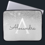 Glam Silver Glitter and Sparkle Chic Monogrammed Laptop Sleeve<br><div class="desc">Silver Ombre Faux Glitter and Sparkle Modern and Elegant Monogram Case. This case can be customised to include your initial and first name.</div>