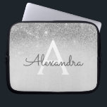 Glam Silver Glitter and Sparkle Chic Monogrammed Laptop Sleeve<br><div class="desc">Silver Ombre Faux Glitter and Sparkle Modern and Elegant Monogram Case. This case can be customised to include your initial and first name.</div>
