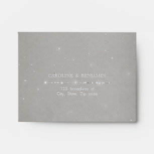 Glam silver glitter deco vintage wedding RSVP Envelopes