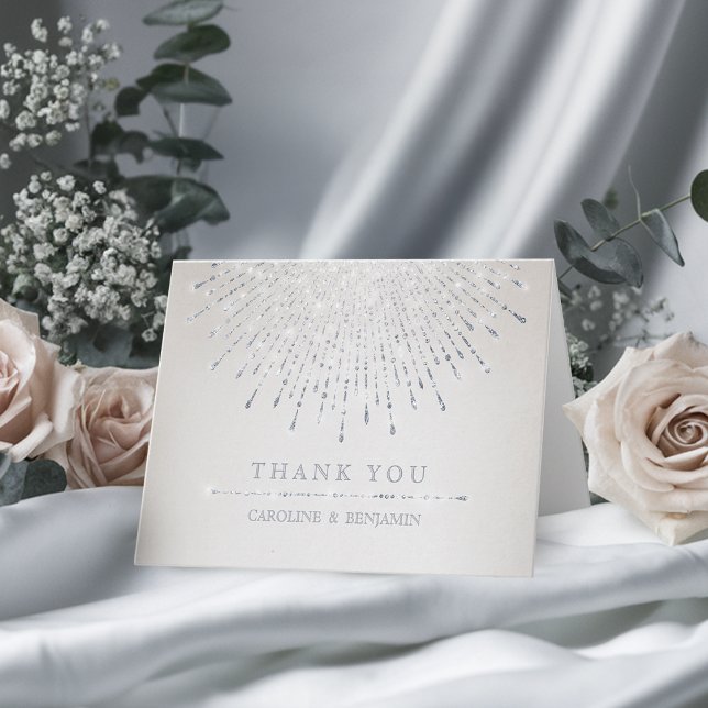 Glam silver glitter deco vintage wedding thank you (Glam silver glitter deco vintage wedding thank you)