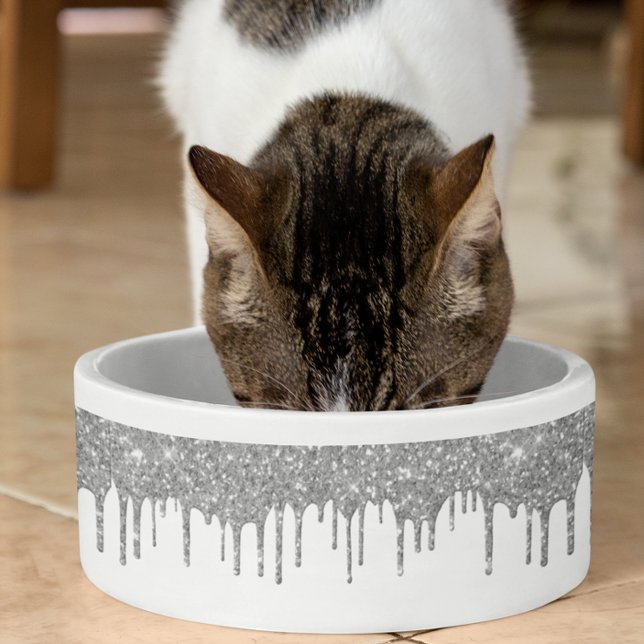 Glam Silver Glitter Drips Chic Pet Dog (Creator Uploaded)