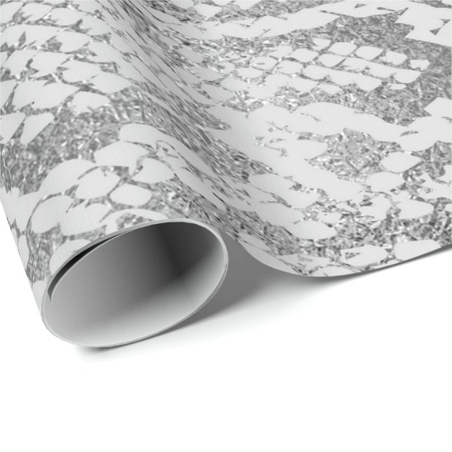 Glam Silver Grey Monochrom Python Snake Skin Vip Wrapping Paper (Roll Corner)