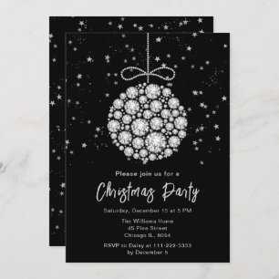Glam Silver Ornament Christmas Party Invitation