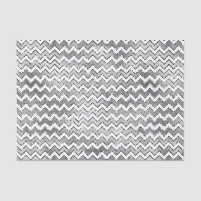 Glam Silver White Zigzag Stripes Tissue Paper (Front)