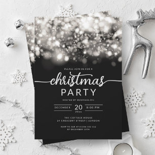 Glam Silver Winter Sparkling Company Xmas Party  Invitation