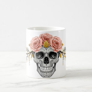 Glam Skull Mug   Elegant Gothic Halloween Cup