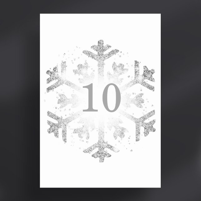 Glam Snowflake Xmas Holiday Silver  Table Number (Glam Snowflake Xmas Holiday Silver Table Number)