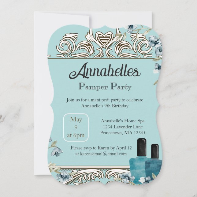 Glam Spa Day Manicure Pamper Party Invitation (Front)
