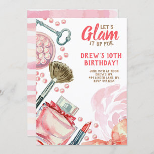 Glam Spa Makeup Birthday Party Invitation