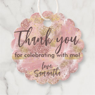 Glam Spa Party Faux Glitter Thank You Favour Tags