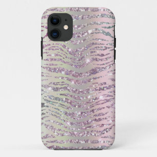 Glam Sparkly Pink Diamond Tiger Stripes iPhone 11 Case