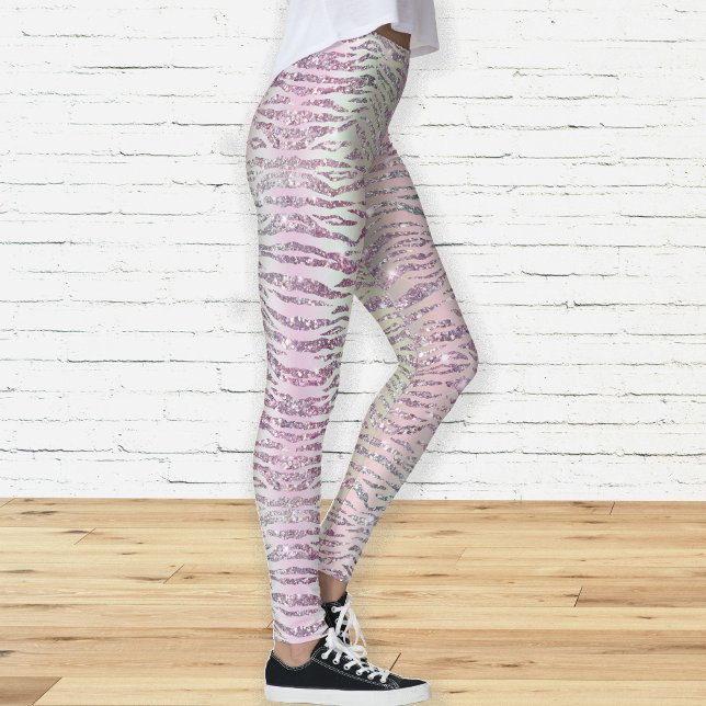 Glam Sparkly Pink Diamond Tiger Stripes Leggings (Creator Uploaded)