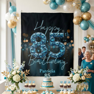 Glam Stylish Teal Blue Diamond 85th Birthday Tapestry