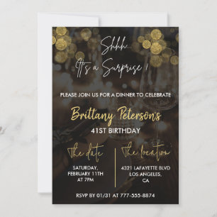 Glam Surprise 41st birthday invitations  Glitter