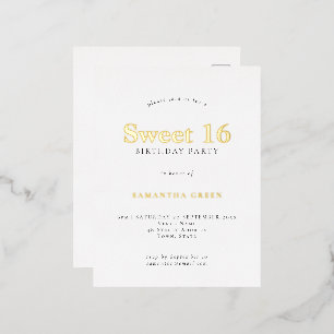 Glam Sweet 16 Birthday Party Glam Real Foil Invitation Postcard