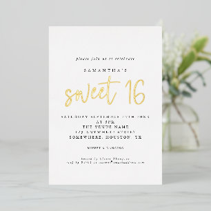 Glam Sweet 16 Birthday Party Script Real Foil Invi