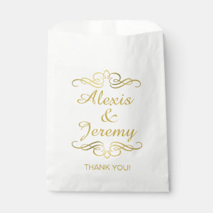 Glam Swirly Flourish Gold Foil Thank You Favour Bag