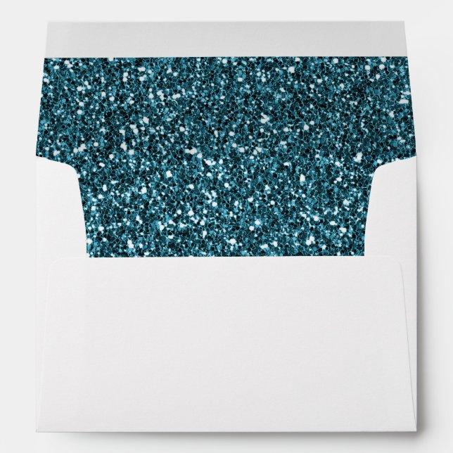 Glam Teal Green Sparkle Glitter Glitz Envelope (Back (Bottom))