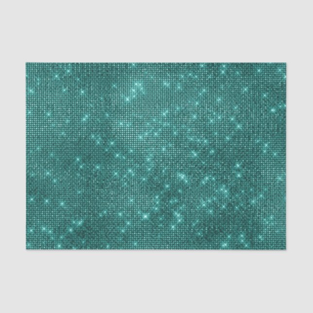 Glam Teal Sequins Tissue Paper (Front)