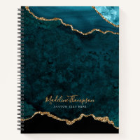 Glam Teal Velvet Agate Geode Gold Script