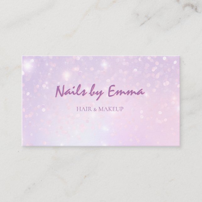glam trendy hologram nail technician business card (Front)
