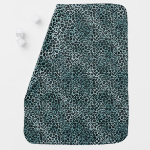 Glam Turquoise Teal Blue Leopard Print Ombre Baby Blanket