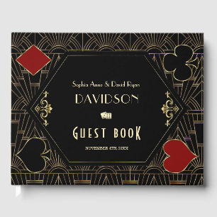 Glam Vegas Casino Gold Art Deco Wedding  Guest Book