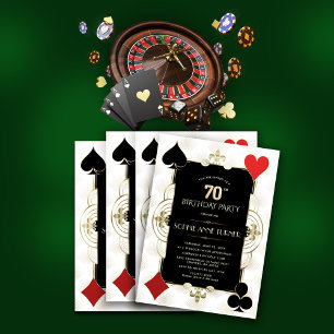 Glam Vegas Casino Poker Woman 70th Birthday  Invitation