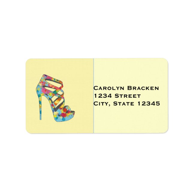 Glam Vintage High Heels Wedding Address Label (Front)