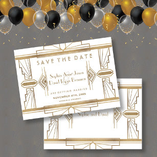 Glam White 1920's Great Gatsby Save The Date