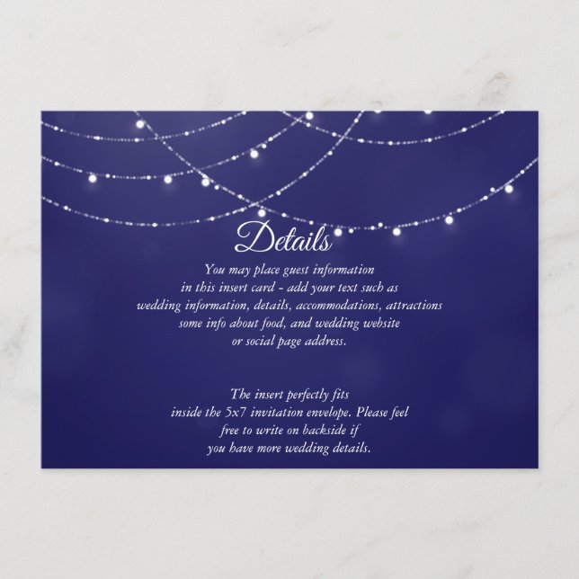 Glam White Fairy Lights Blue  DETAILS Card (Front)