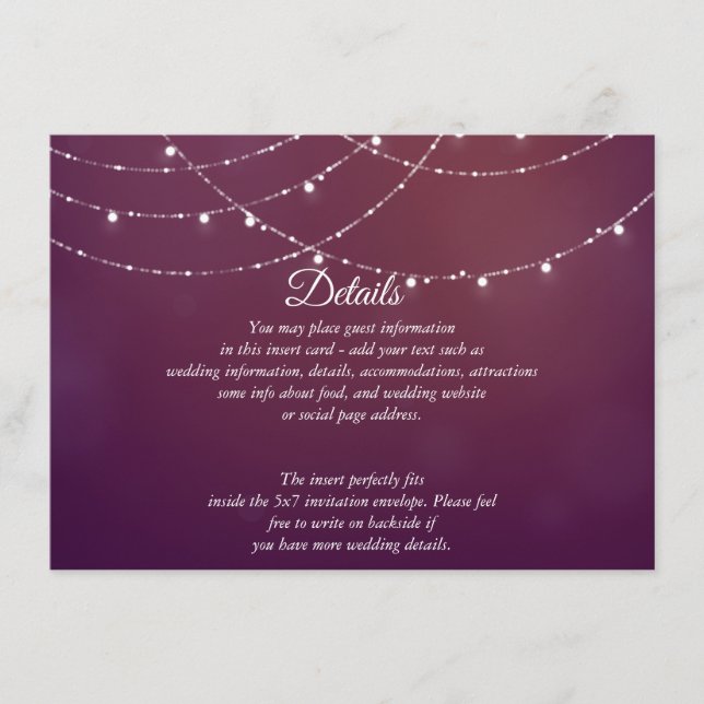 Glam White Fairy Lights Pink Purple DETAILS Card (Front)