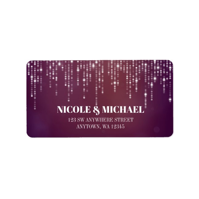 Glam White Fairy Lights purple pink bokeh Label (Front)