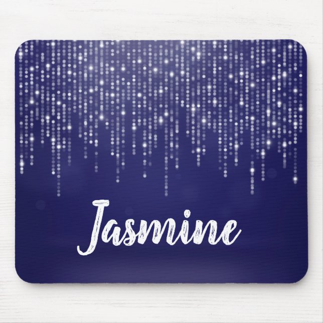 Glam white fairy string of lights personalised mouse pad (Front)