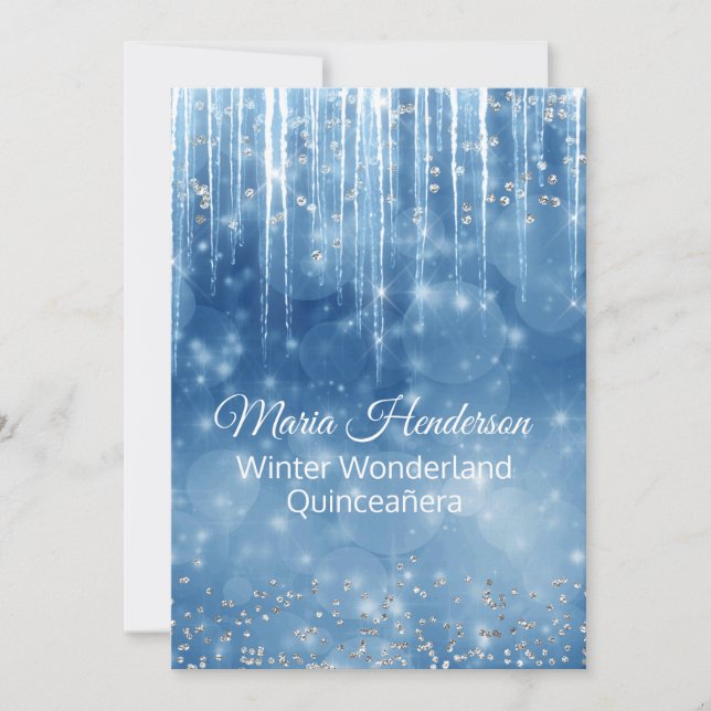 Glam Winter Themed Quinceanera Birthday Invitation (Front)