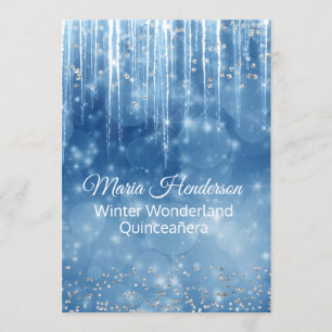 Glam Winter Themed Quinceanera Birthday Invitation