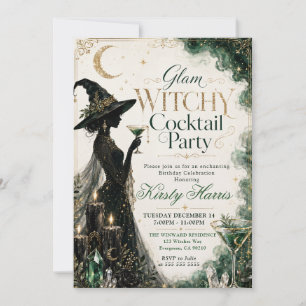 Glam Witchy Cocktail Birthday Party Invitation