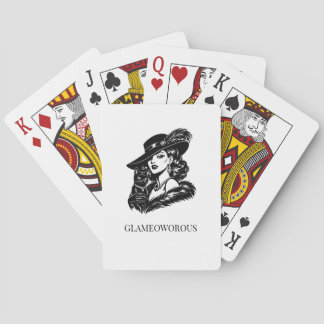 Glam Woman with Cat Fashion Illustration Playing Cards