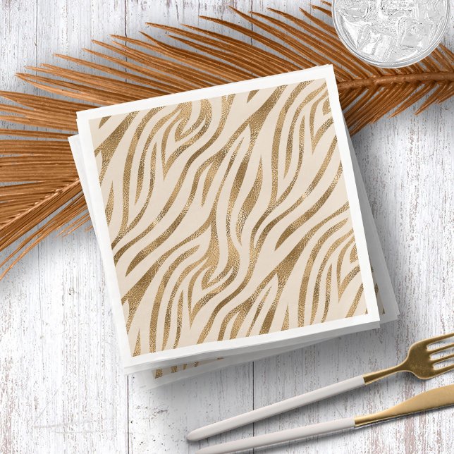 Glam Zebra Stripes Pattern Safari Gold ID1151 Napkin (Creator Uploaded)