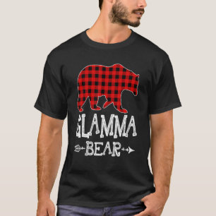 Glamma Bear Christmas Pajama Red Plaid Buffalo Fam T-Shirt
