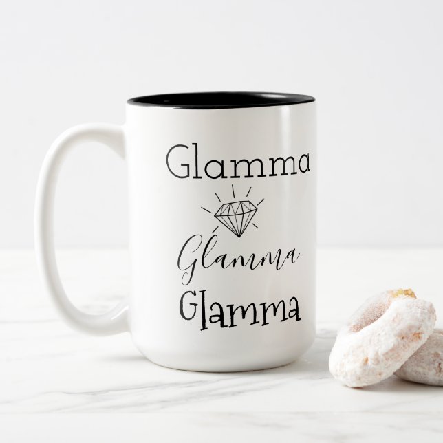 Glamma Diamond Modern Trendy Two-Tone Coffee Mug (With Donut)